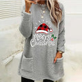 Plus-size European and American cross-border  autumn and winter new casual print pocket plush sweatshirt