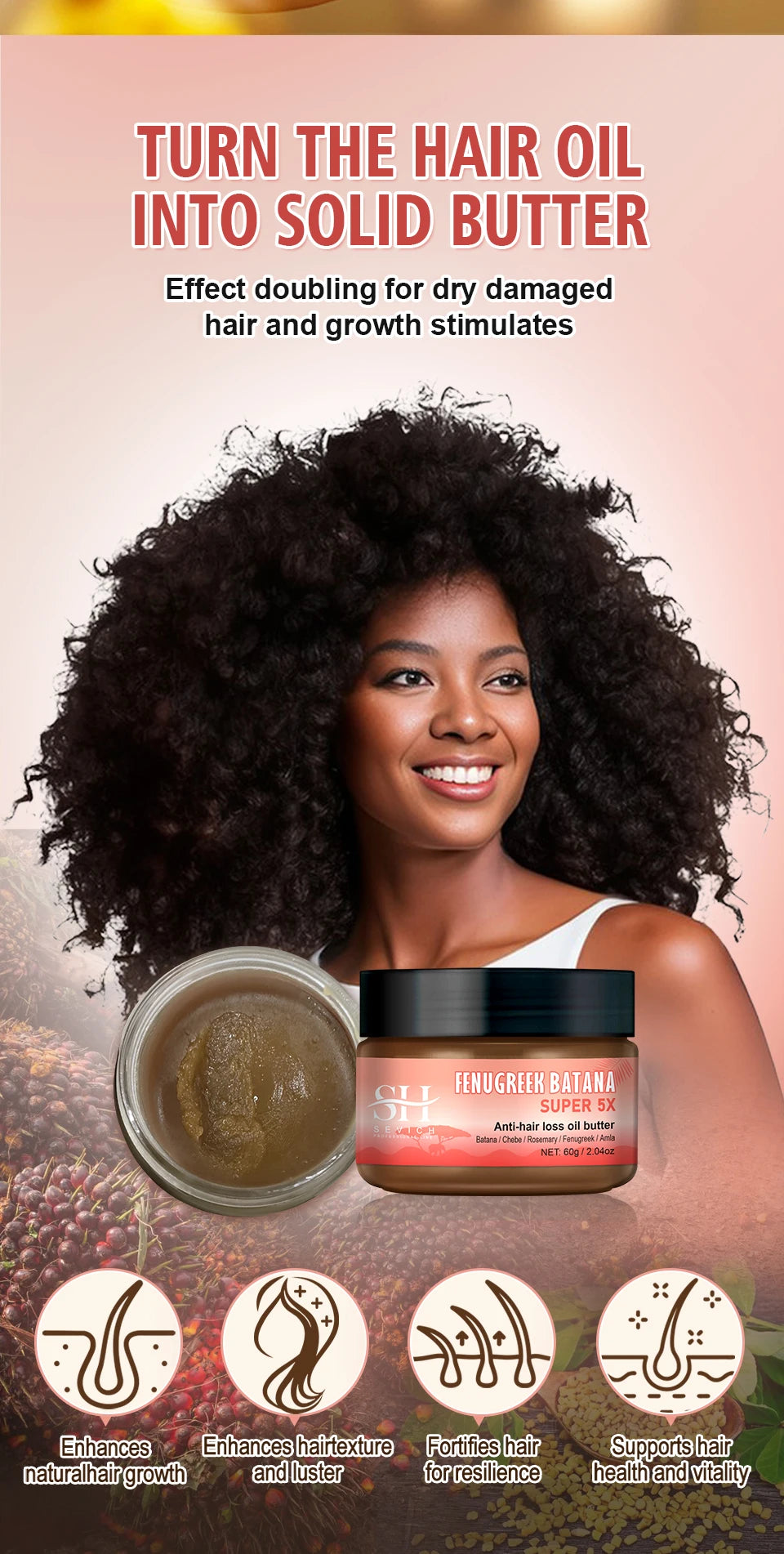 Sevich Batana Super 5X Hair Growth Set – Chebe Butter Hair Mask & Herbal Regrowth Oil (Batana, Rosemary, Fenugreek, Amla, 40ml + 60g)