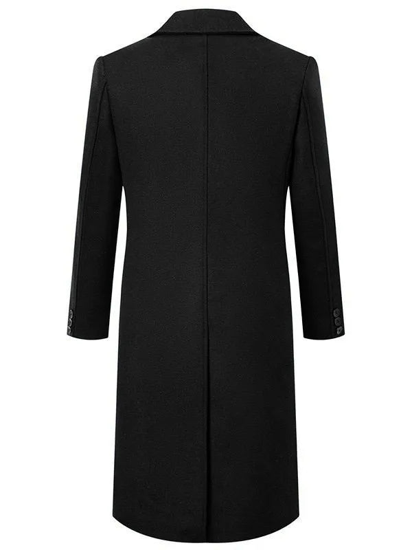 Men Long Double-breasted Coat with Lining Warm Type Coats Wool Blend Lapel Casual Fashion Men's Clothing Polo Jacket Customized
