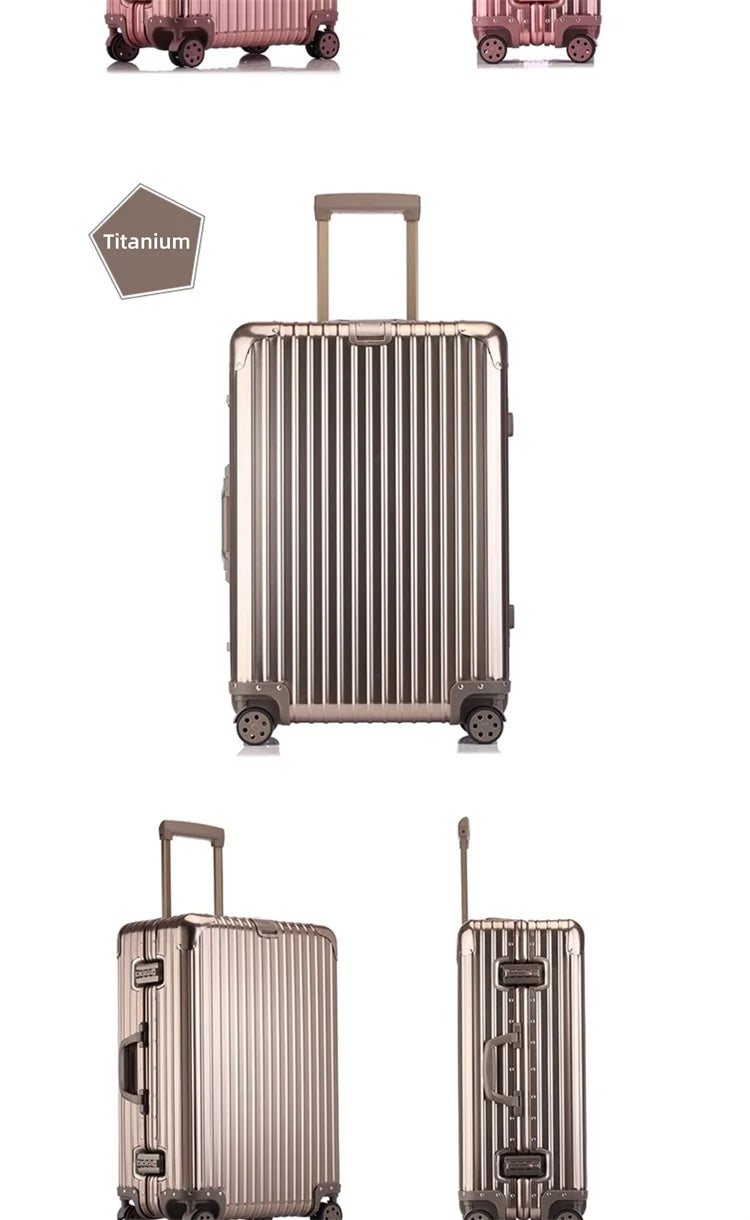 All-aluminum magnesium alloy telescopic suitcase 24-inch luggage business travel case metal combination lock bag 20-inch carry-o