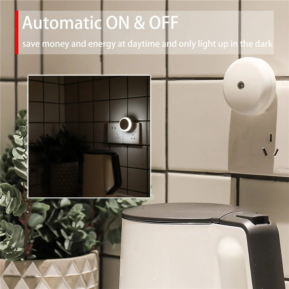 RXSFY Dusk-to-Dawn Plug-In LED Night Light (Auto-Dim)