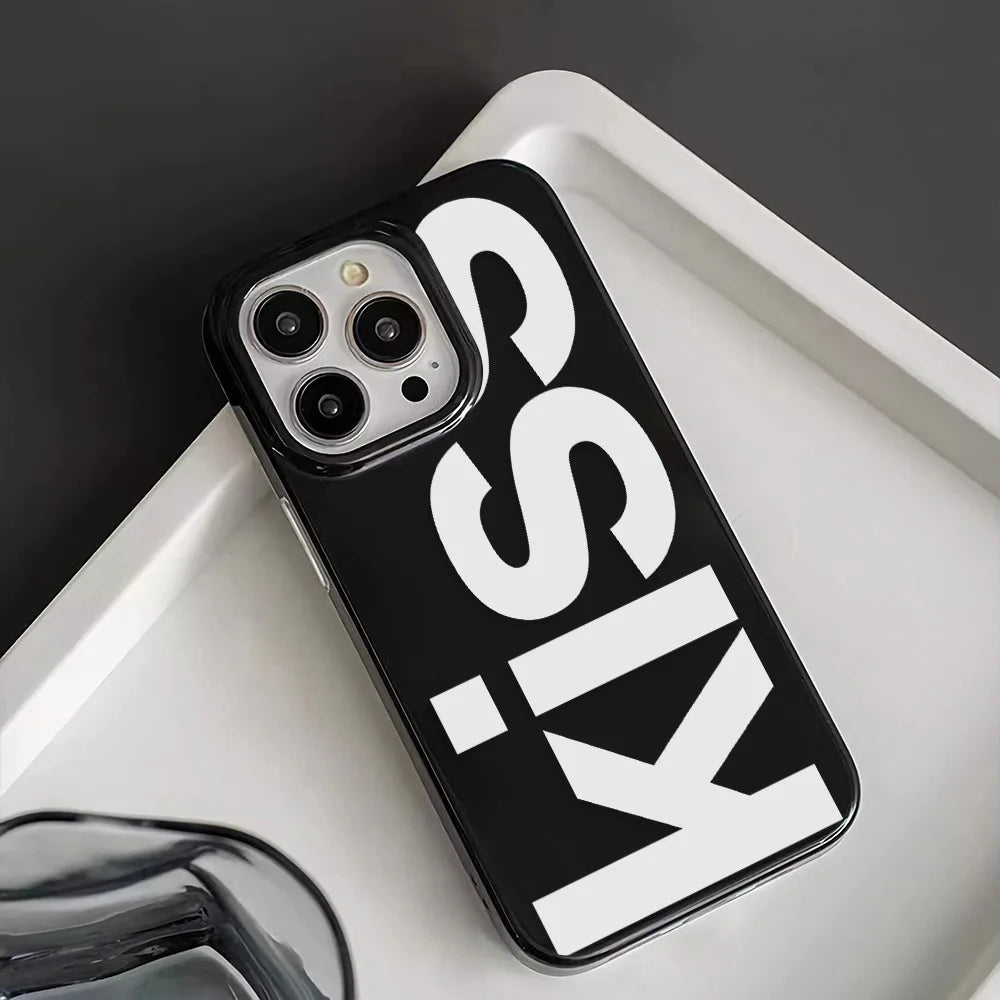 Personalized English Letters Kiss Phone Case For iPhone 16 15 14 13 12 11 Pro Max 16E XR X XS Max 7 8 Plus INS Simple Soft Cover