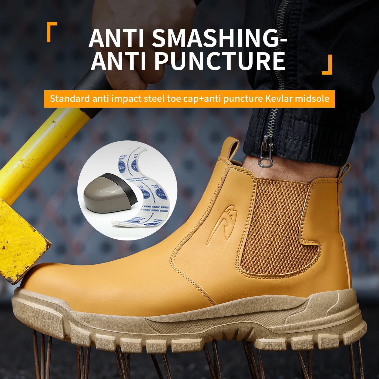 Waterproof Men's Safety Work Boots Steel Toe Shoes Anti Impact And Anti-Puncture Outdoor Adventure Hiking Tactical Boots