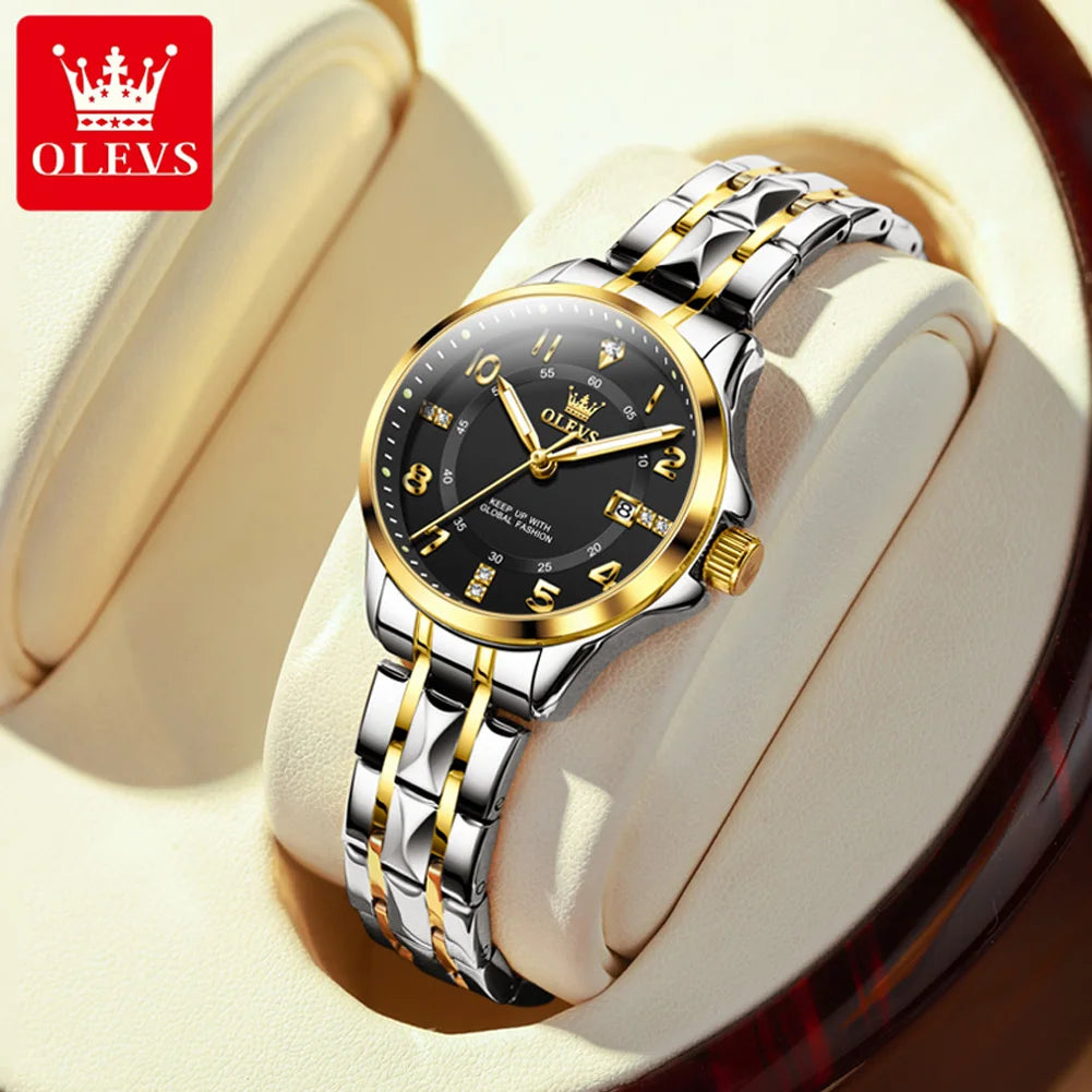 OLEVS Top Brand Fashion Trend Quartz Women Watch High Quality Stainless Steel Luminous  Waterproof Luxury Original Ladies Watch