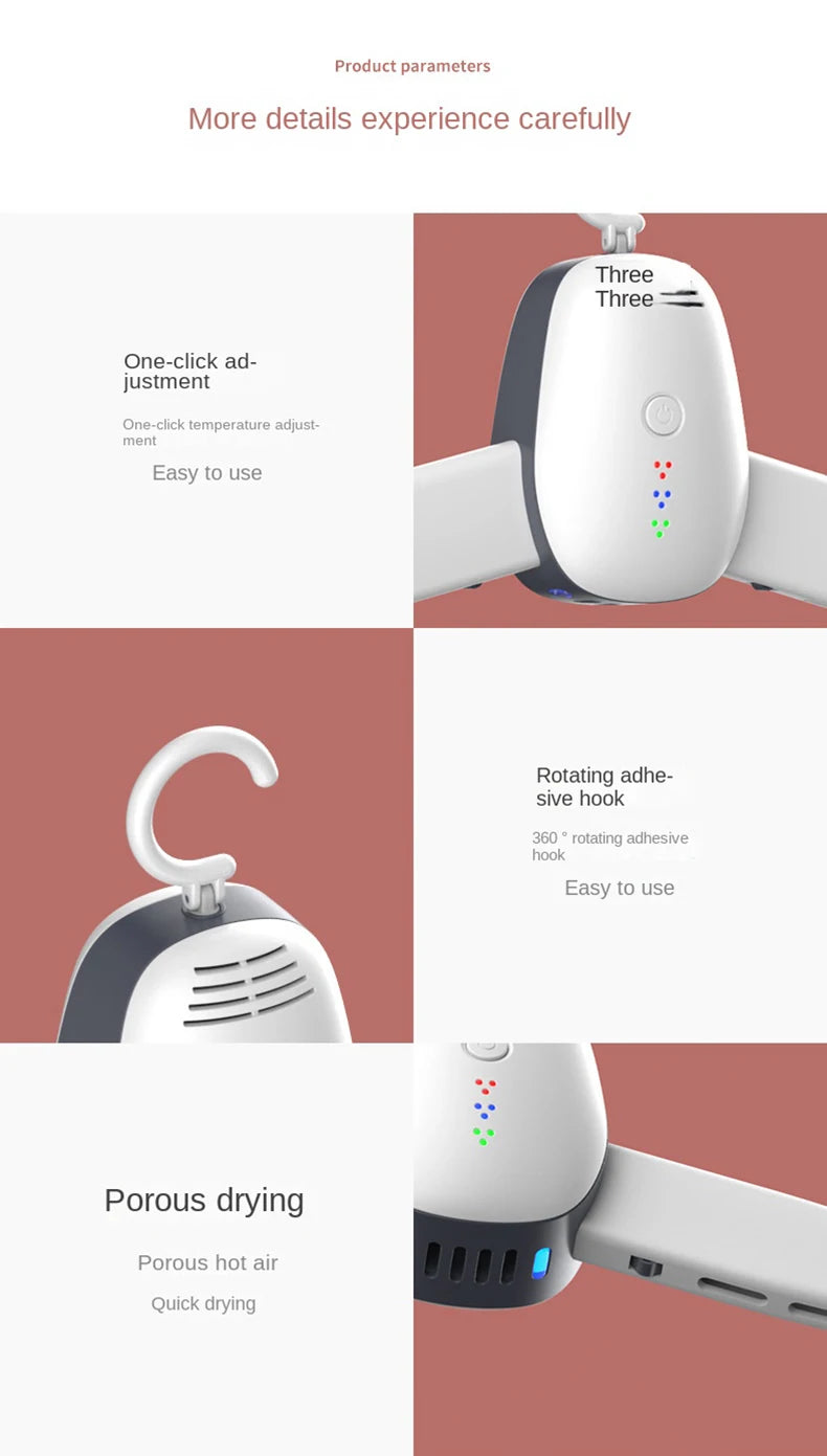 Portable Clothes Dryer Drying Hanger Electric Shoes Clothes Drying Rack Foldable Heater Hanger Machine Travel Laundry Dryer