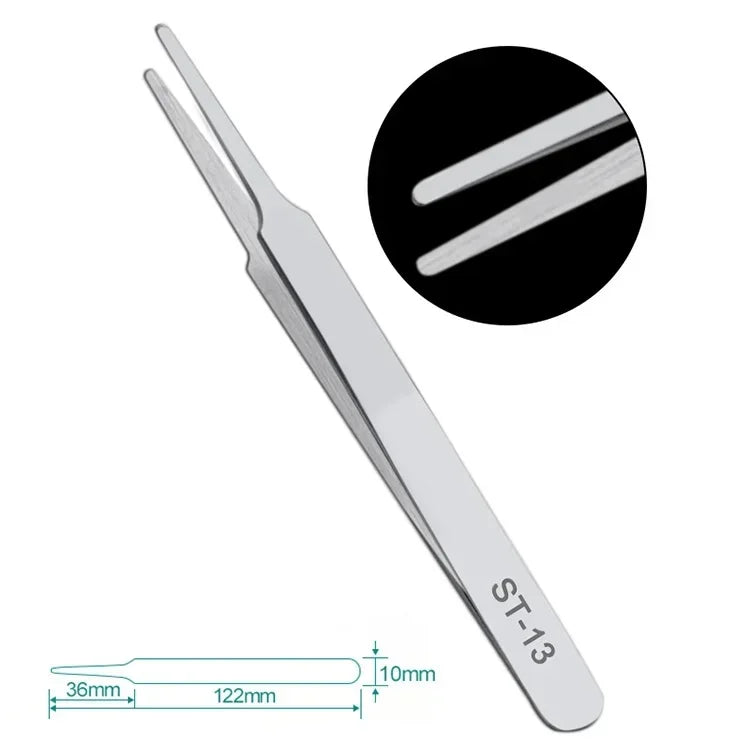 Stainless Steel Anti-static ESD Stainless Steel Tweezers Maintenance Industrial Precision Curved Straight Tweezers Repair Tool