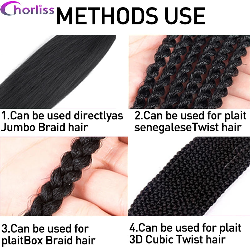 Chorliss Pre-Stretched Jumbo Braids — 24"/26" Synthetic Yaki Ombre (80–90 g, 105 Colors)