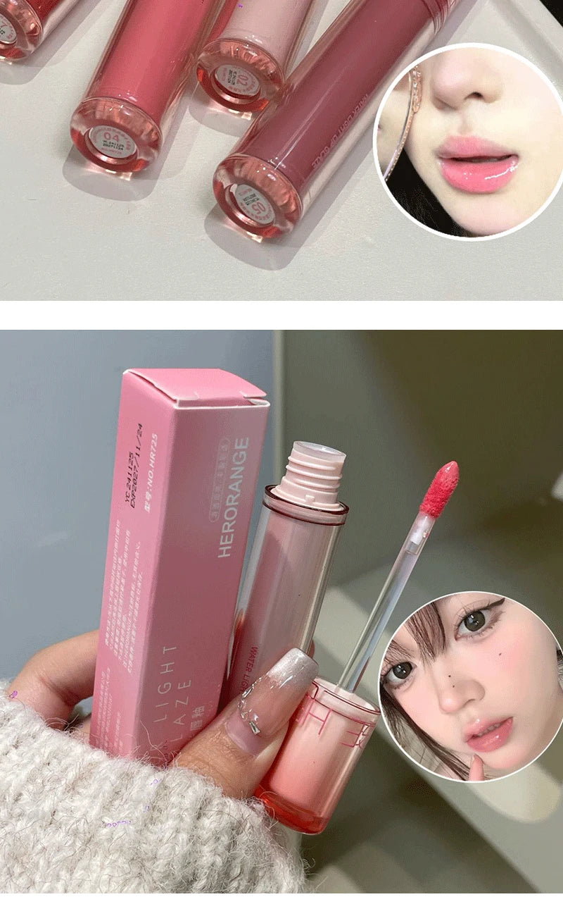 Pink Mirror Crystal Lip Gloss Makeup Water Glass Lip Glaze Plumping Waterproof Jelly Lip Tint Lipstick Moisturizing Beauty Lips