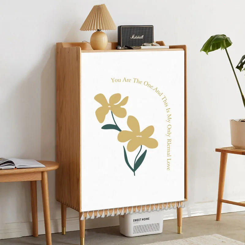 Nature Plant Potted Nordic Cabinet Short Curtains Punch-free Half-curtain Dust Cover Shoe Shelf Kitchen Storage Shelf Curtains