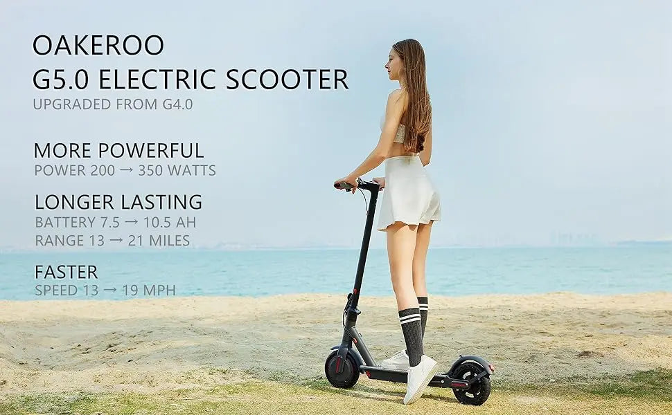 G5.0 Foldable Electric Scooter — 19 MPH, 21-Mile Range, 350W Motor