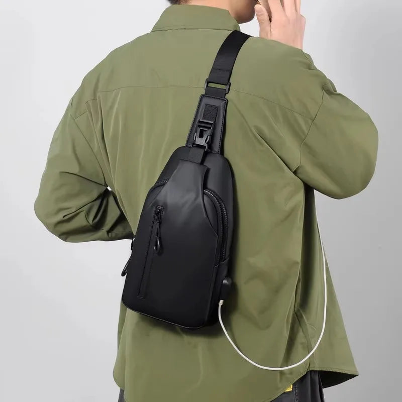 Trendy and Fashionable Chest Bag Solid Color Men Minimalist Chest Bag Outdoor Casual Fashion One Shoulder Crossbody Bag