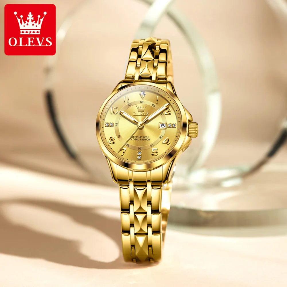 OLEVS Top Brand Fashion Trend Quartz Women Watch High Quality Stainless Steel Luminous  Waterproof Luxury Original Ladies Watch