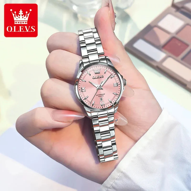 OLEVS 3668 Women Watch Luxury Original Waterproof Stainless Steel Quartz Watch Roman Automatic Date Women Watch Reloj Para Mujer