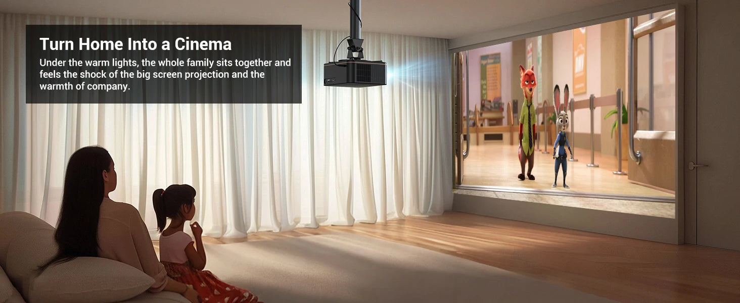 Happrun 4K Home Theater Projector (1500 ANSI, Auto Focus, Wi-Fi & Bluetooth)