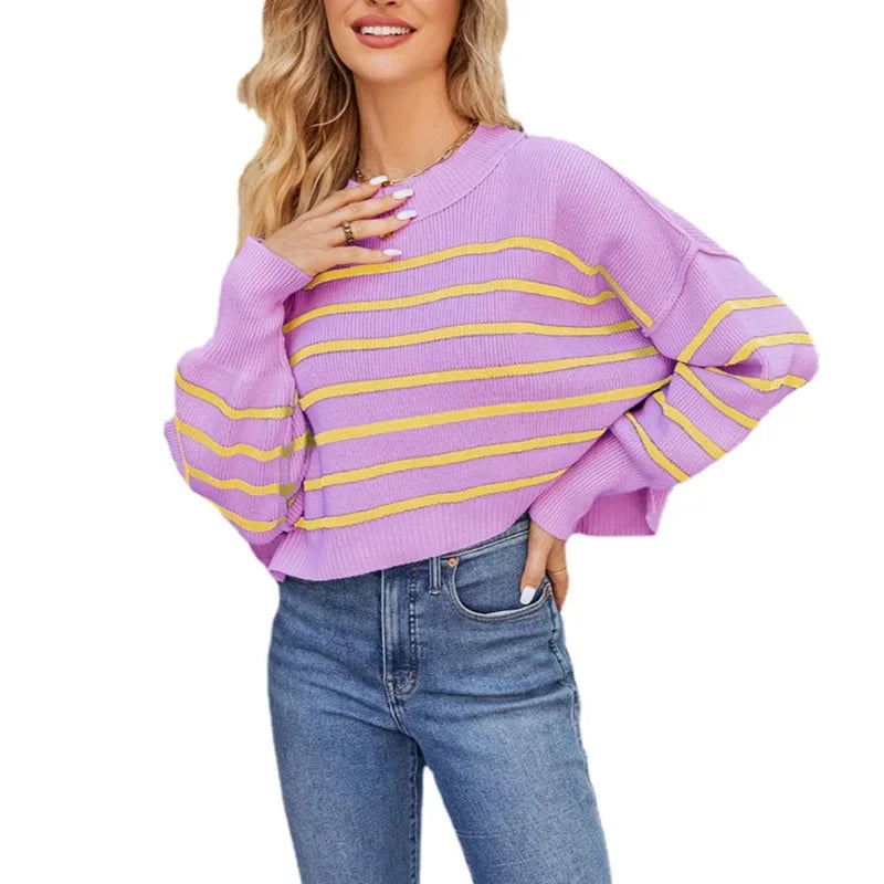 Women’s Solid Color Knit Sweater – Elegant Pullover, Soft Cozy Knitwear Top (Season’s Best Seller)