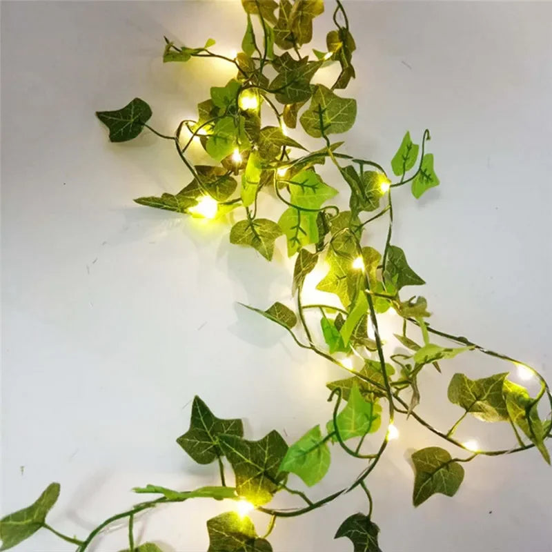 Green Leaf Fairy Vine String Lights (Battery Powered, LED)