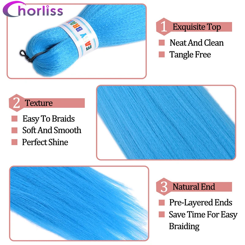 Chorliss Pre-Stretched Jumbo Braids — 24"/26" Synthetic Yaki Ombre (80–90 g, 105 Colors)