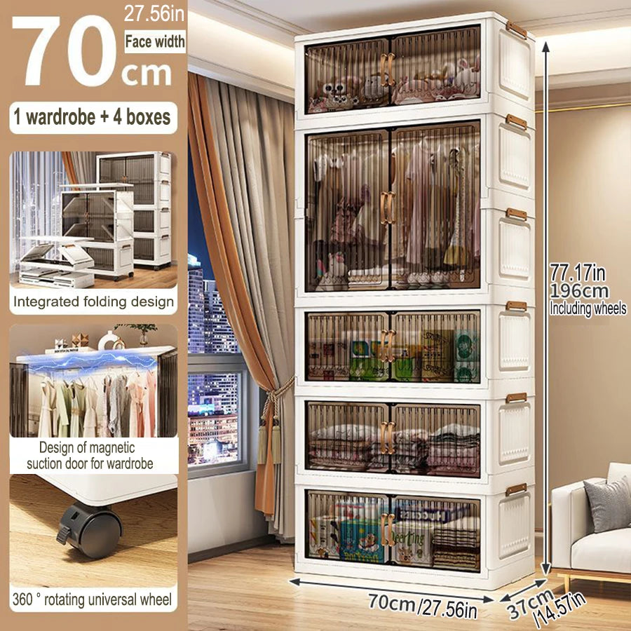 Multifunction Folding Storage Cabinet Dustproof Wardrobe Sundries Cabinet Closet Organizer Locker Storage Box