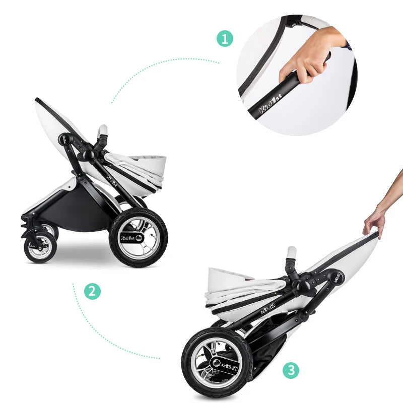 Luxury Baby Stroller Portable High Landscape Luxury Stroller Leather Stroller Travel Pram Pushchair trolley baby car carriage