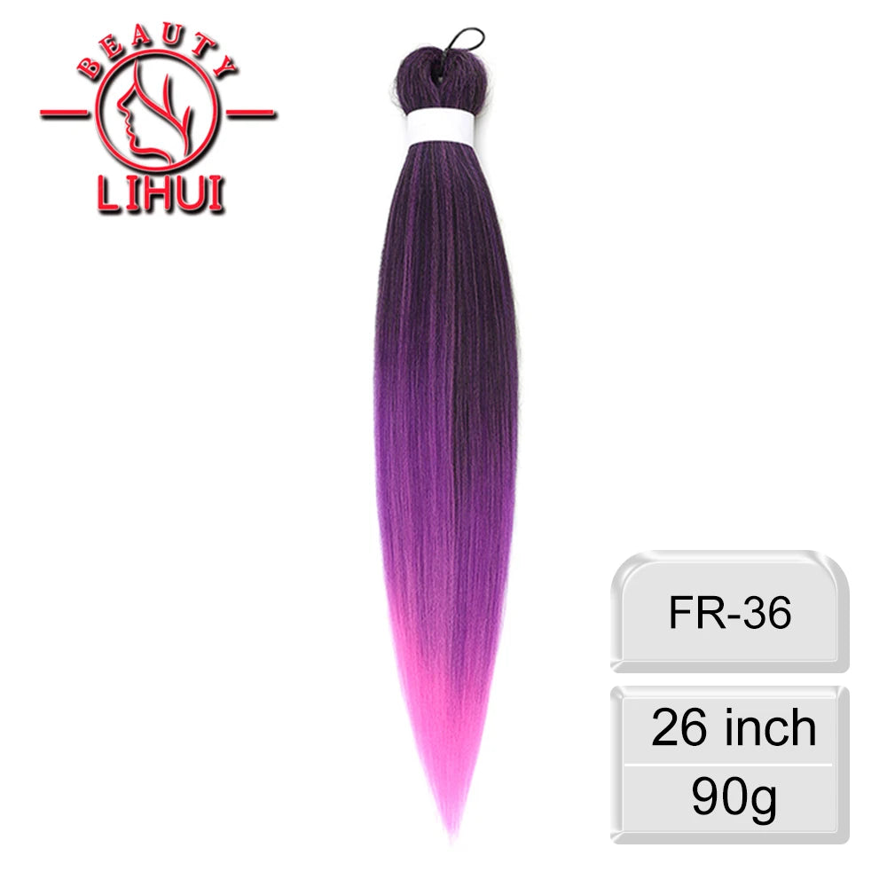 LIHUI Pre-Stretched Jumbo Braids — 26" 90 g Synthetic (Red/Pink, Frosted Colors)