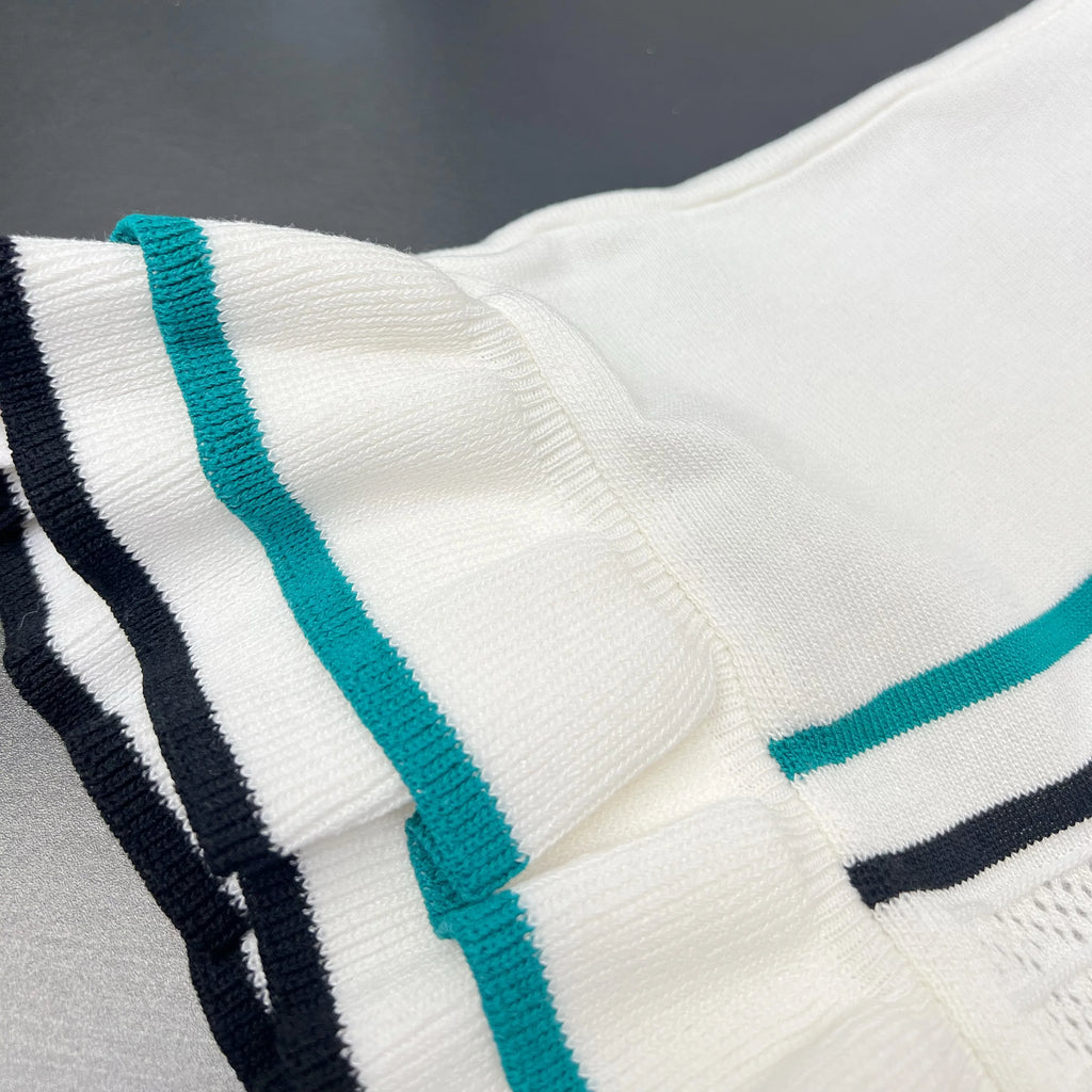 YuooMuoo Chic Fashion Sexy Package Hips Knitted Mini Dress 2026 Summer Vintage Turn-down Collar Ruffled Party Dress Streetrwear