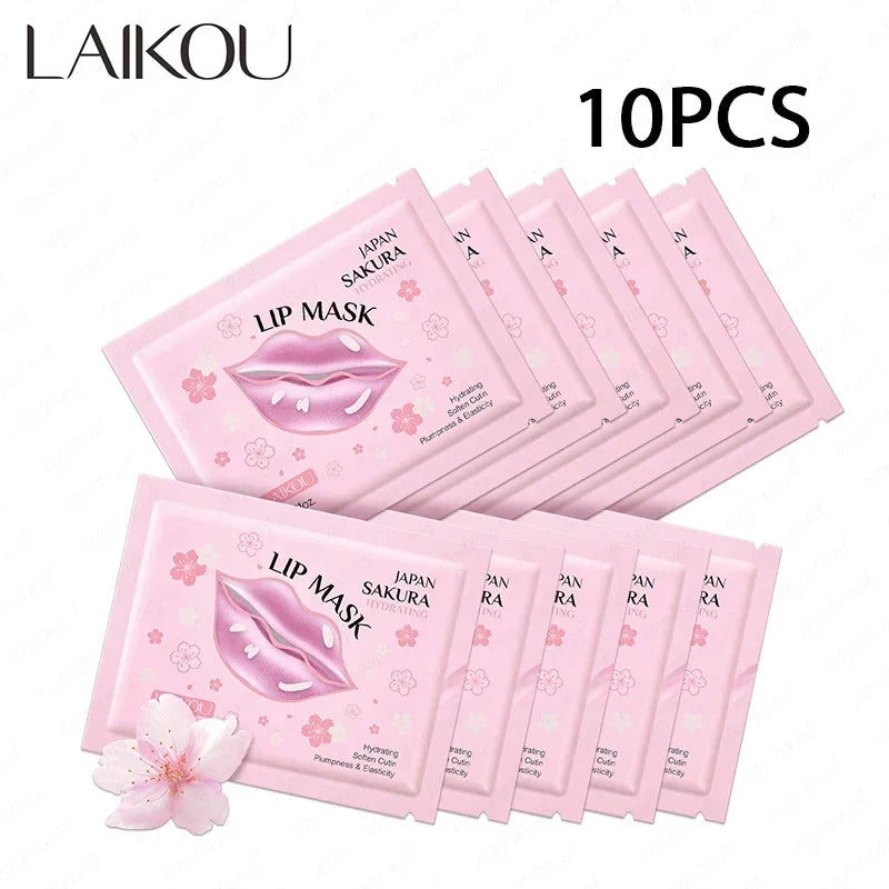 LAIKOU 5/10pcs Lip Mask Lip Care Moisturizing Hydrating Repair Lighten Lip Lines Labial Gel Patch Lips Pad Patches Care Products