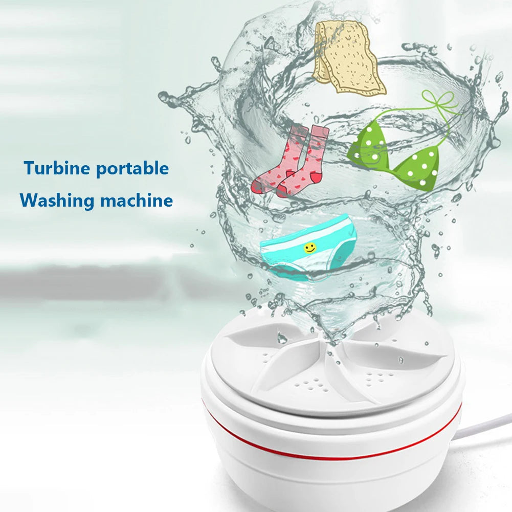 Portable Mini Washing Machine USB Powered Ultrasonic Washing Machine Removes Dirt Turbo Washing Machine Rotating for Home Travel