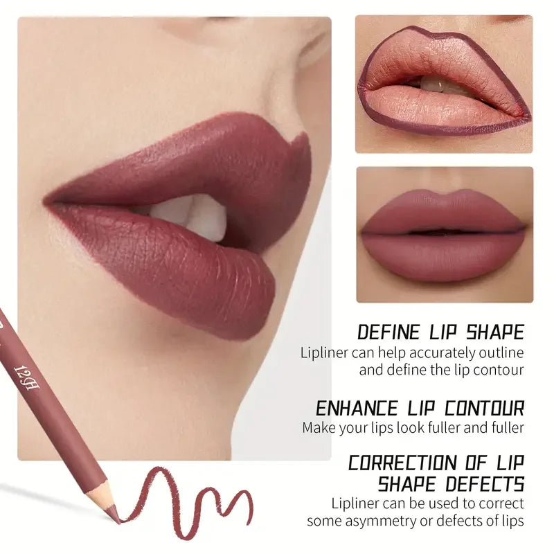 2-Piece Waterproof Matte Lip Set – Lip Liner + Lip Glaze