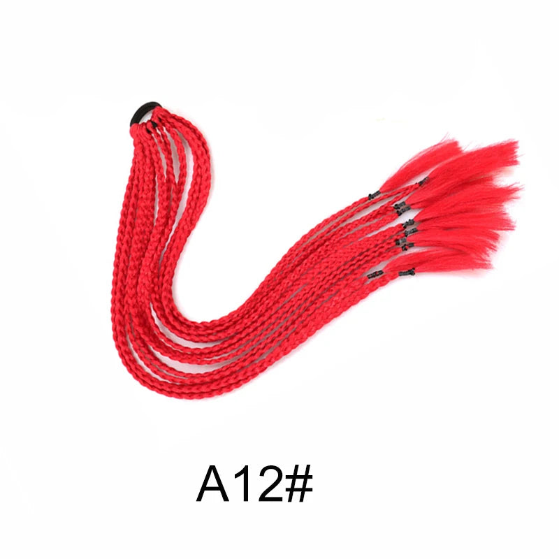 WIGSIN 24Inch Synthetic Long Ombre Rainbow Box Braid Ponytail Hair Extension for Women Rubber Band Hairstyle for Women