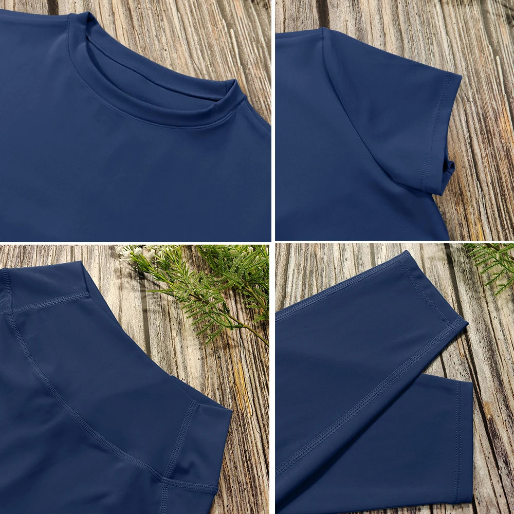 Women’s Seamless Yoga Set – Short Sleeve Crop Top & High-Waist Leggings