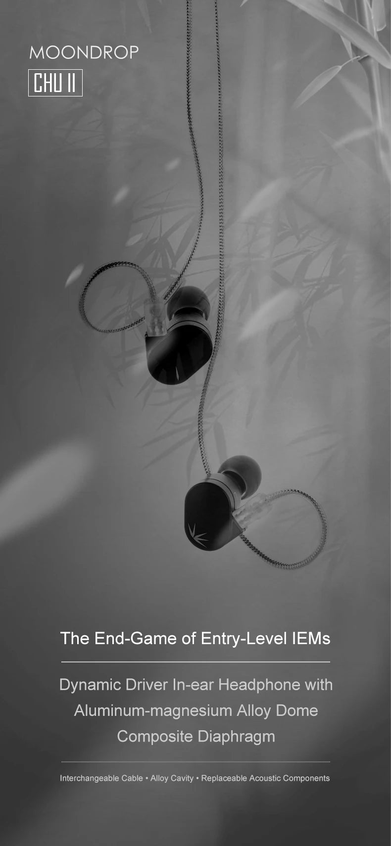 MOONDROP CHU II High-Performance Dynamic Driver IEMs | Interchangeable Cable In-Ear Headphones Precision-Tuned • Alloy Cavity • Audiophile-Grade Sound