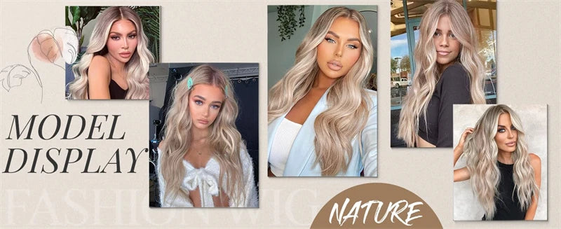 Honey Platinum Blonde Lace Frontal Wigs 13x4 Short Medium Woman"s Wig Glueless Loose Deep Synthetic Hair Mix 5% Human Hair