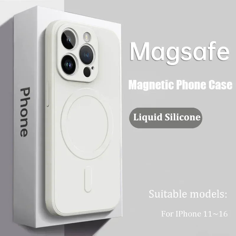 Luxury For Magsafe Liquid Silicone Soft Phone Case For IPhone 16 15 14 13 12 17 Pro Max Plus Magnetic Wireless Charging Cover