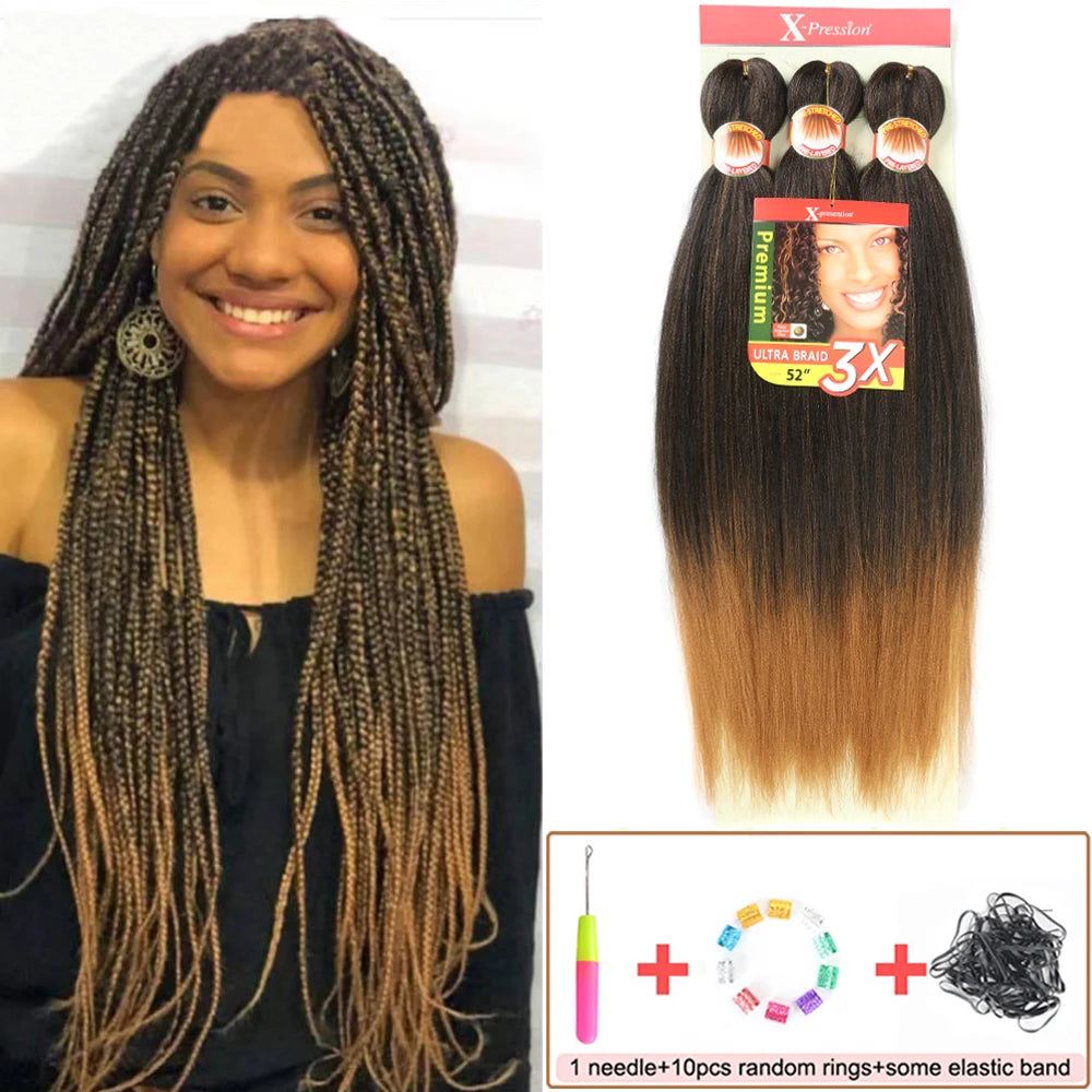 Braiding Hair Pre Stretched 26 Inch 3 Packs Yaki Braiding Hair For Braids Hot Water Setting Synthetic Crochet Hair Extensions