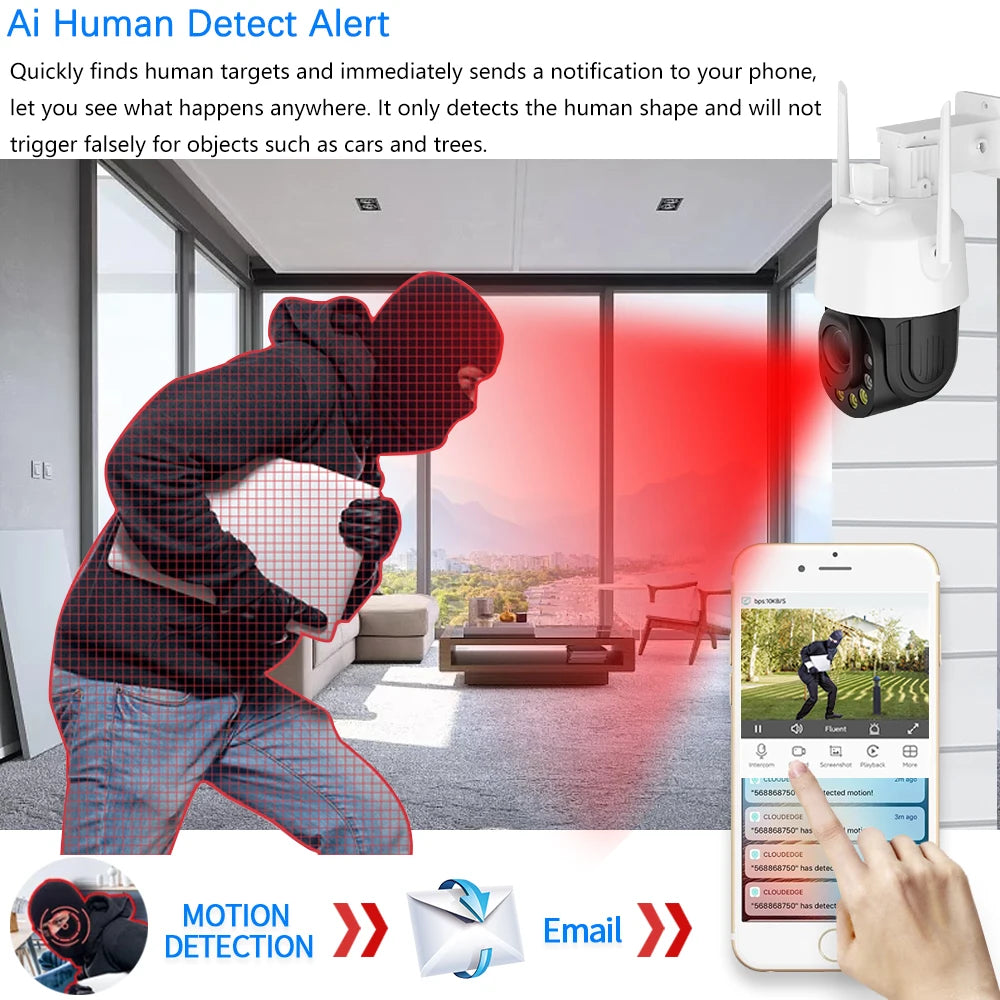 50X 30X Optical Zoom 5MP PTZ Security Camera Outdoor Waterproof Wifi PTZ IP Camera Color Night Vision CCTV Human Detection ICSEE