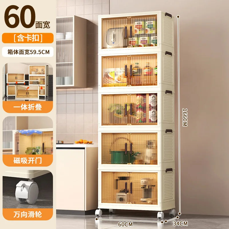 Large Volume Multifunction Folding Living Room Cabinet Closet Organizer With Wheel Stackable Sundries Large Capacity Storage Box