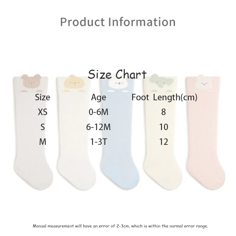3 Pairs a Lot MILANCEL Spring Baby Stockings 0-3T Cartoon Animal Girls Over-the-Knee Socks Color Blocking Toddler Boys Socks