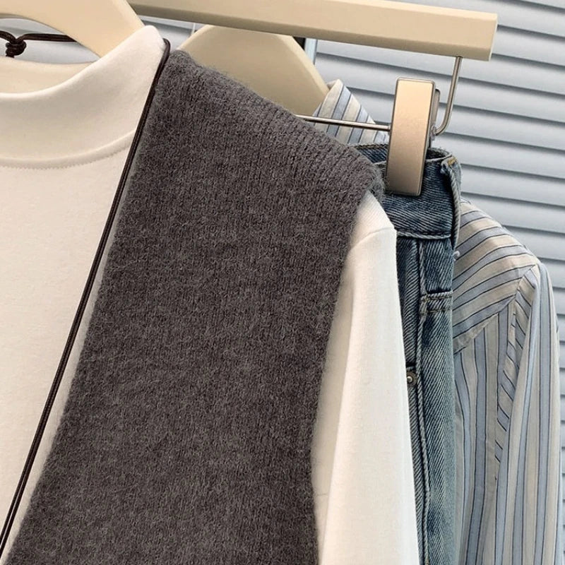 Women's Soft Knitted Vest Women Casual Button deep V-Neck Sleeveless Fall Cardigan stylish Simple Tank Tops Loose Knitwear Coats