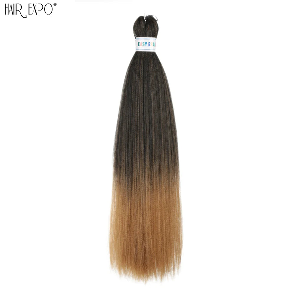 26Inch Easy Braids Hair Synthetic Colourful Pre Stretched Braiding Hair Extensions Jumbo Braids Ombre Yaki Long Straight Hair