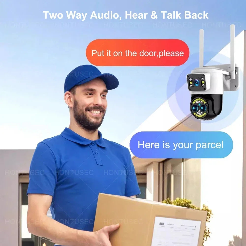 Yoosee 4K 8MP Three Lens Dual Screens 10X Optical Zoom IP66 Outdoor Waterproof Auto Tracking Two Way Audio Surveillance Cameras