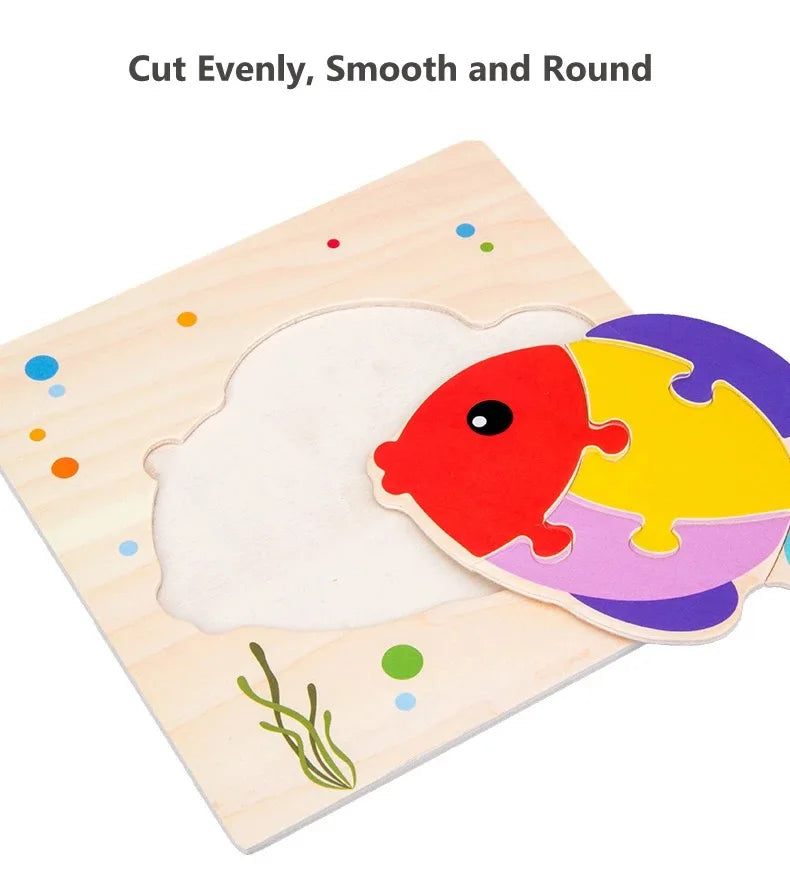 Wooden 3D Puzzles Tangram Shapes Learning Educational Cartoon Animal Intelligence Jigsaw Toys For Children Gift