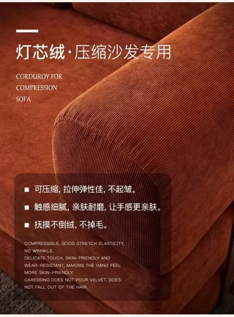 2025 New Elegant Italian Compressed Sofa Minimalist Retro Corduroy Sofa Bed Foldable Washable Customizable for Living Room