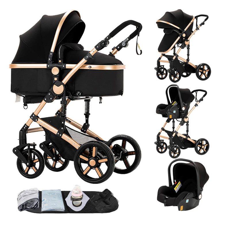 Baby Stroller 3-in-1 Travel System Carriages for Newborns Pushichair Car Seat Stroller High Landscape Lightweight Baby Prams