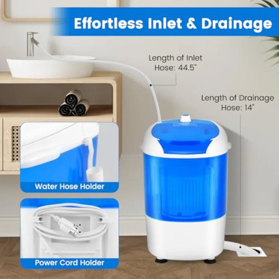 Portable Mini Washing Machine with Spin Dryer for Home Apartment RV 5.5lbs Washing Capacity Electric Compact Design Durable and