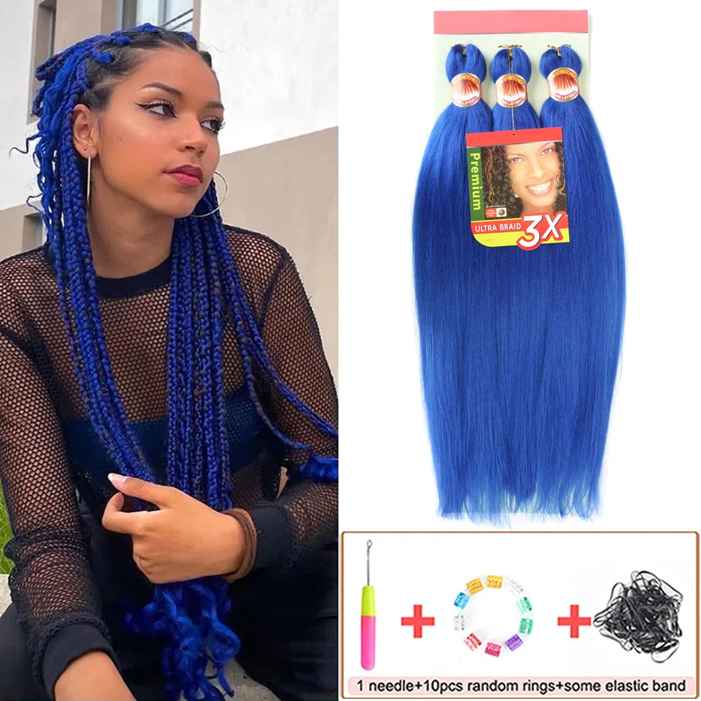 Braiding Hair Pre Stretched 26 Inch 3 Packs Yaki Braiding Hair For Braids Hot Water Setting Synthetic Crochet Hair Extensions