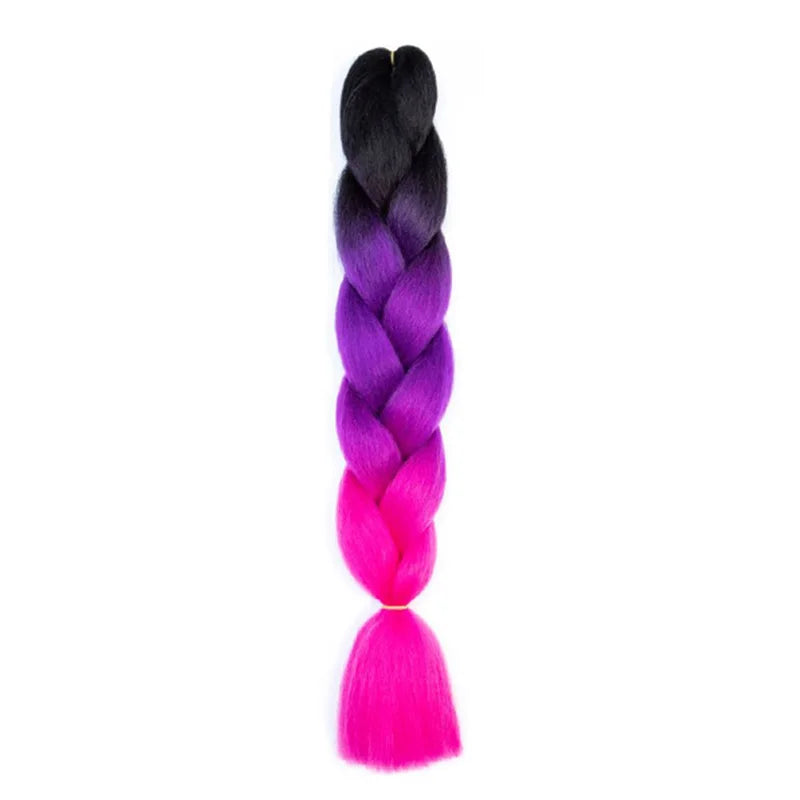 24Inch Synthetic Long Straight Yaki Braids Hair Ombre Braiding Hair Jumbo Rainbow Braid Hair Extension for Women DIY Hair
