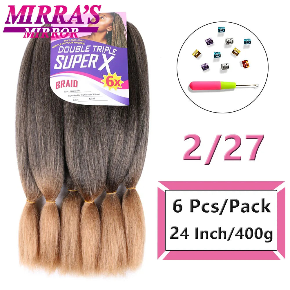 400G 24 Inch Long Jumbo Braiding Hair Super X Synthetic Jumbo Hair Extensions For Braiding African Twist Box Braids Blue Ombre