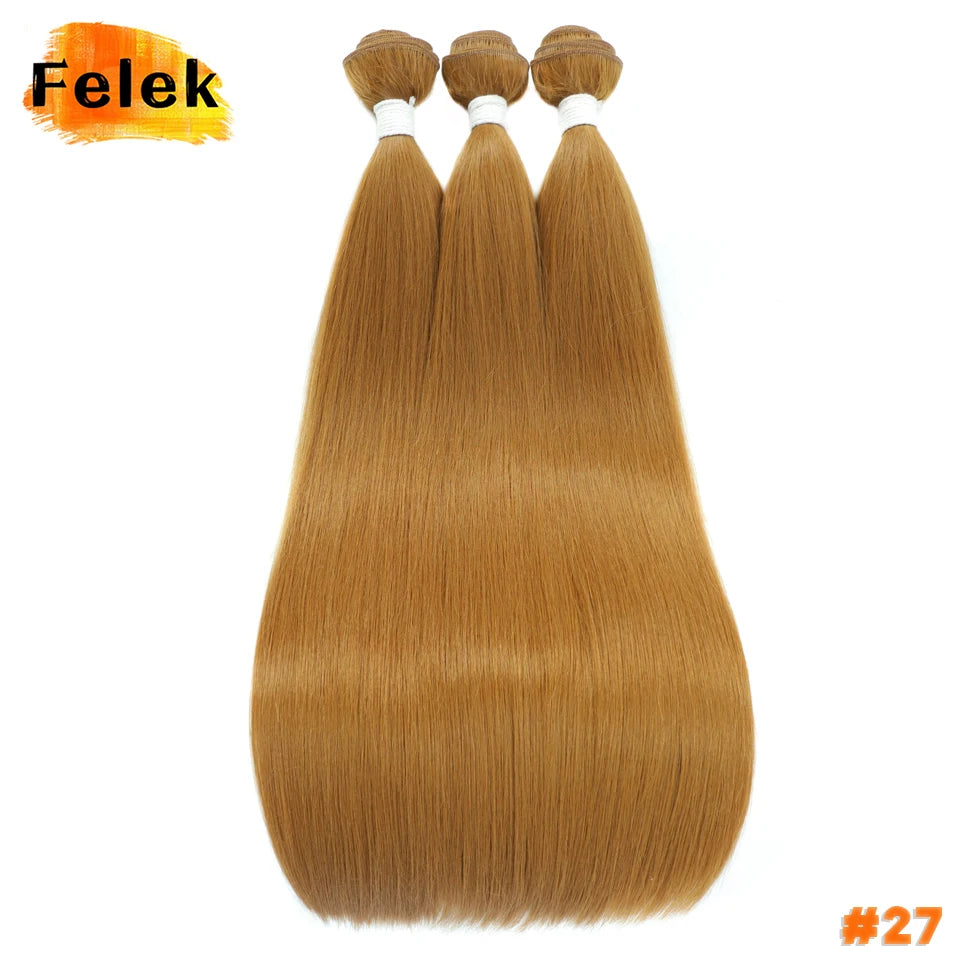 1Pc Straight Hair Bundles Synthetic Natural Hair Weaving 613 Blonde Bundle Hair Extensions Ombre Red Brown Weave Long Fiber Hair