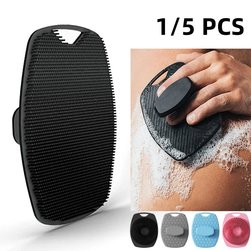 1/5pc Soft Silicone Exfoliating Brush Cleanser Manual Body Cleansing Care Scrubber Shower Gentle Massage Bath For Men