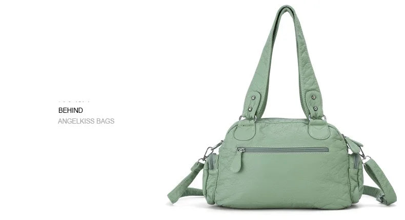 Angel kiss Women Handbags Satchel Top-handle Handbag PU Shoulder Bag Roomy Pocket  Pack Multi-pockets Shoulder Purse Bags
